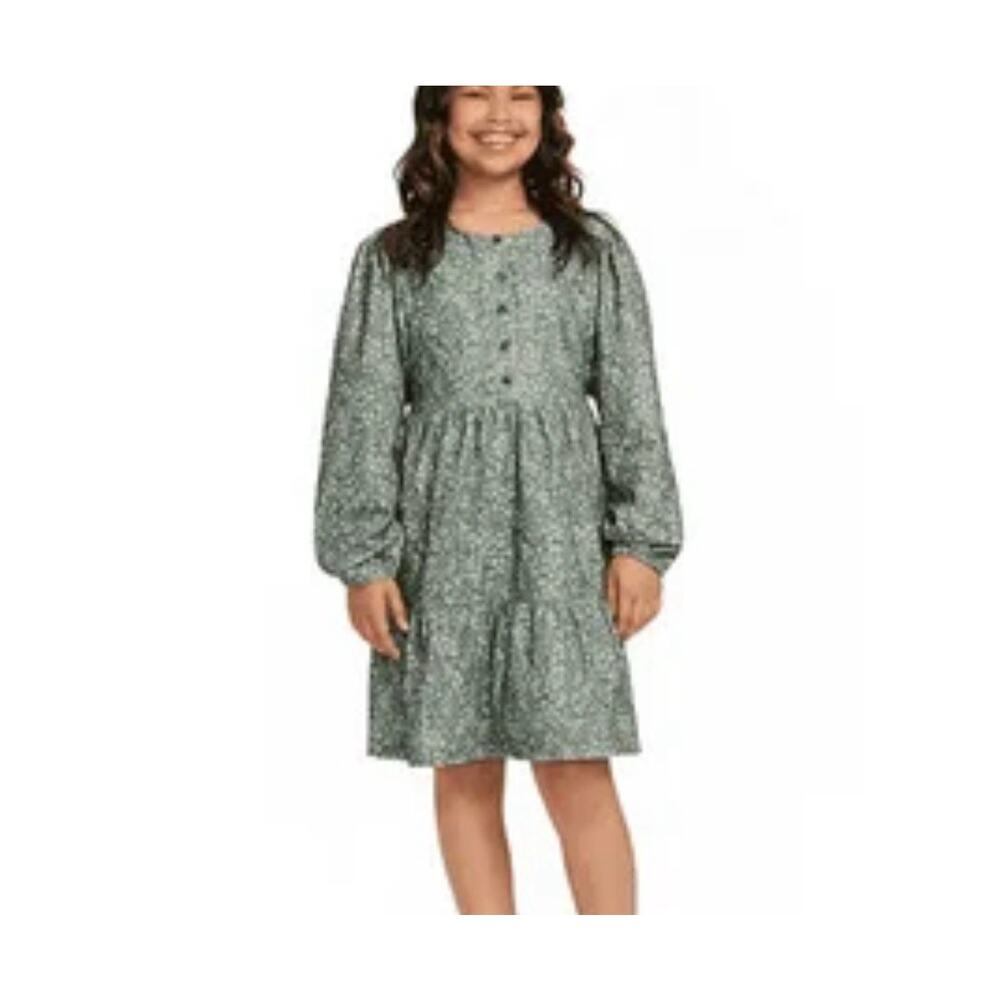 Gap Kids Green Corduroy Floral Casual Flower Dress Long‎ Sleeves Buttoned XL